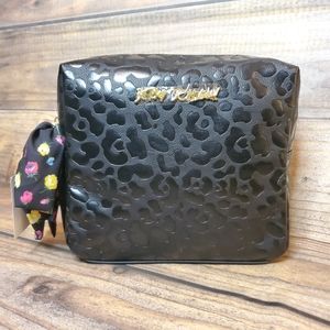 Betsey Johnson Large Makeup Travel Black Bag